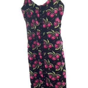 Betsey Johnson L 🍒cherry logo dress 🍒midi length Adj. straps❤️‍🔥 worn ONCE !